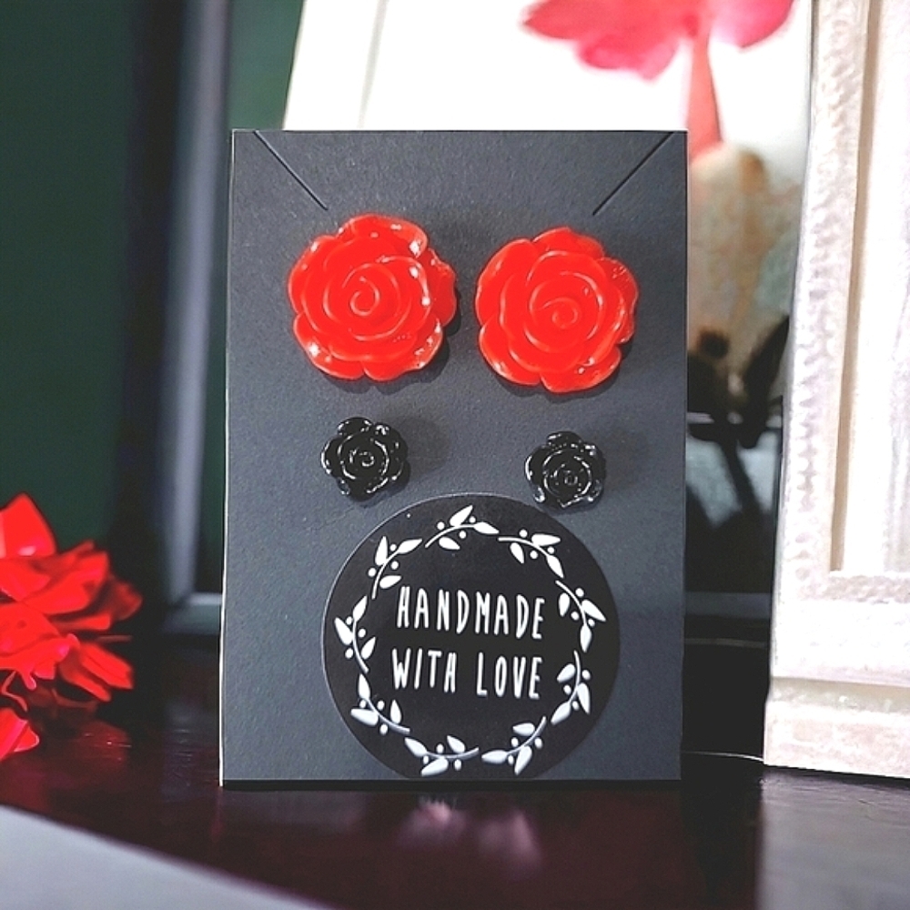 Elegant Handcrafted Rose Earrings Set